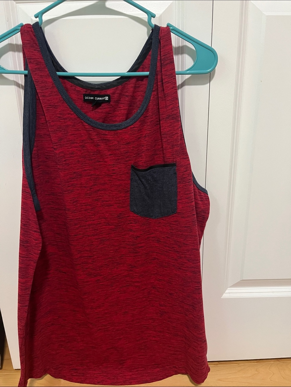 Ocean Current Red Heather Tank with Contrast Trim